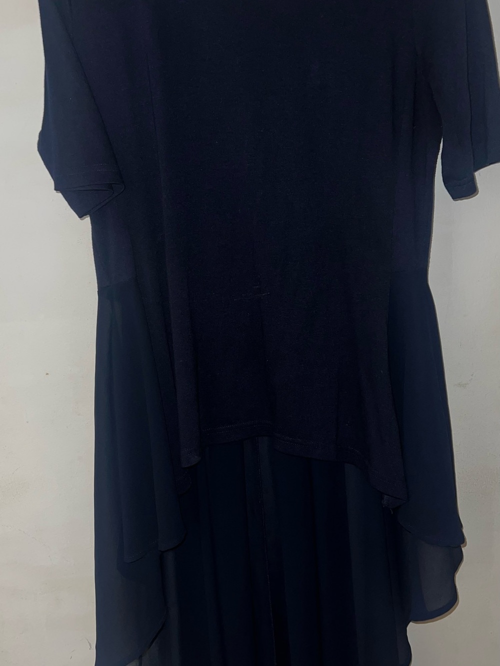New York & Company Navy Layered Hem Knit Tunic